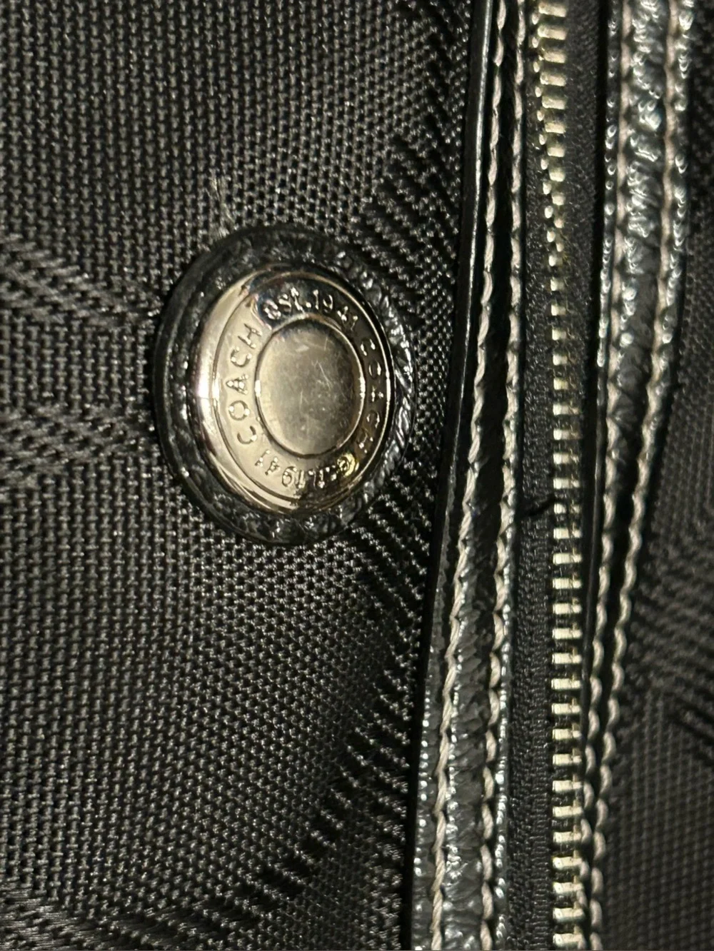 Coach Black Signature Canvas Hobo with Silver Hardware pink inside